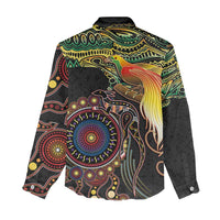 Papua New Guinea and Australia Together Women Casual Shirt Bird of Paradise and Kangaroo Melanesian Aboriginal Motifs LT03 - Polynesian Pride