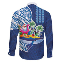 Hawaiian Mele Kalikimaka Family Matching Mermaid Dress and Hawaiian Shirt Funny Santa on Whale Island with Kakau Tattoos LT03 - Polynesian Pride