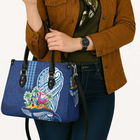 Hawaiian Mele Kalikimaka Leather Bag Funny Santa on Whale Island with Kakau Tattoos - Polynesian Pride