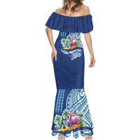 Hawaiian Mele Kalikimaka Mermaid Dress Funny Santa on Whale Island with Kakau Tattoos LT03 - Polynesian Pride