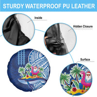 Hawaiian Mele Kalikimaka Spare Tire Cover Funny Santa on Whale Island with Kakau Tattoos - Polynesian Pride