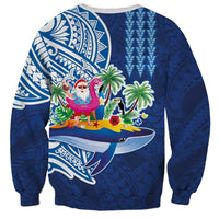 Hawaiian Mele Kalikimaka Sweatshirt Funny Santa on Whale Island with Kakau Tattoos - Polynesian Pride