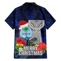 Guam Christmas Family Matching Puletasi Dress and Hawaiian Shirt Santa Gift Latte Stone and Sea Turle Mix Hibiscus Chamorro Blue Style LT03 - Polynesian Pride