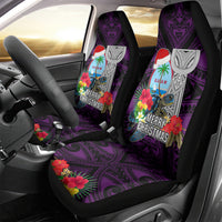 Guam Christmas Car Seat Cover Santa Gift Latte Stone and Sea Turle Mix Hibiscus Chamorro Pink Style LT03