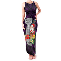 Guam Christmas Family Matching Tank Maxi Dress and Hawaiian Shirt Santa Gift Latte Stone and Sea Turle Mix Hibiscus Chamorro Pink Style LT03 Mom's Dress Pink - Polynesian Pride