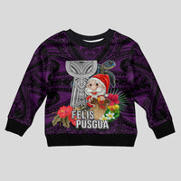 Guam Christmas Kid Ugly Christmas Sweater Santa Gift Latte Stone and Sea Turle Mix Hibiscus Chamorro Pink Style LT03