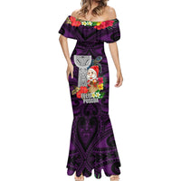 Guam Christmas Mermaid Dress Santa Gift Latte Stone and Sea Turle Mix Hibiscus Chamorro Pink Style LT03 - Polynesian Pride