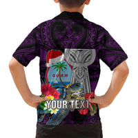 Custom Guam Christmas Hawaiian Shirt Santa Gift Latte Stone and Sea Turle Mix Hibiscus Chamorro Pink Style LT03