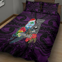 Custom Guam Christmas Quilt Bed Set Santa Gift Latte Stone and Sea Turle Mix Hibiscus Chamorro Pink Style LT03