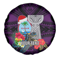Custom Guam Christmas Spare Tire Cover Santa Gift Latte Stone and Sea Turle Mix Hibiscus Chamorro Pink Style LT03
