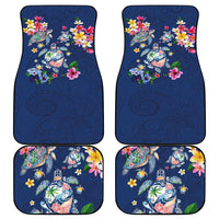 Hawaiian Turtles and Tropical Plants Car Mats Blue Watercolor