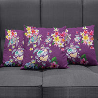 Hawaiian Turtles and Tropical Plants Pillow Cover Purple Watercolor