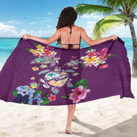 Hawaiian Turtles and Tropical Plants Sarong Purple Watercolor