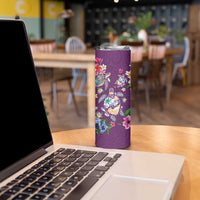 Hawaiian Turtles and Tropical Plants Skinny Tumbler Purple Watercolor