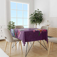 Hawaiian Turtles and Tropical Plants Tablecloth Purple Watercolor
