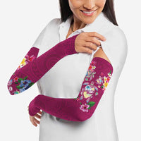 Hawaiian Turtles and Tropical Plants Arm Sleeves Pink Watercolor