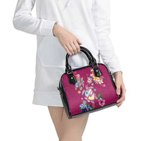 Hawaiian Turtles and Tropical Plants Shoulder Handbag Pink Watercolor