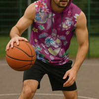 Hawaiian Turtles and Tropical Plants Sleeveless Hoodie Pink Watercolor LT03 - Polynesian Pride