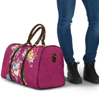 Hawaiian Turtles and Tropical Plants Travel Bag Pink Watercolor