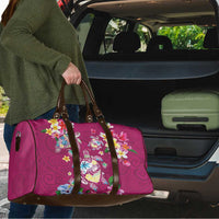 Hawaiian Turtles and Tropical Plants Travel Bag Pink Watercolor