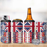 Hawaiian Manta Ray and Turtle Tribal Tattoo 4 in 1 Can Cooler Tumbler With Hawaii Flag and Flowers LT03 - Polynesian Pride