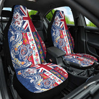 Hawaiian Manta Ray and Turtle Tribal Tattoo Car Seat Cover With Hawaii Flag and Flowers
