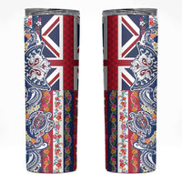 Hawaiian Manta Ray and Turtle Tribal Tattoo Skinny Tumbler With Hawaii Flag and Flowers LT03 Multicolor - Polynesian Pride