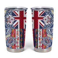 Hawaiian Manta Ray and Turtle Tribal Tattoo Tumbler Cup With Hawaii Flag and Flowers LT03 Multicolor - Polynesian Pride