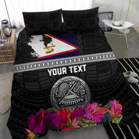 Personalized American Samoa Flag Day Bedding Set Tanoa and Fue mix Hibiscus Flower Polynesian Pattern