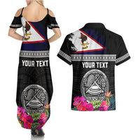 Personalized American Samoa Flag Day Couples Matching Summer Maxi Dress and Hawaiian Shirt Tanoa and Fue mix Hibiscus Flower Polynesian Pattern