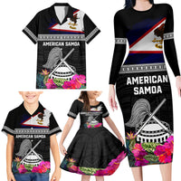 Personalized American Samoa Flag Day Family Matching Long Sleeve Bodycon Dress and Hawaiian Shirt Tanoa and Fue mix Hibiscus Flower Polynesian Pattern LT03 - Polynesian Pride