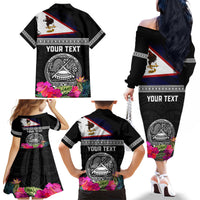 Personalized American Samoa Flag Day Family Matching Off The Shoulder Long Sleeve Dress and Hawaiian Shirt Tanoa and Fue mix Hibiscus Flower Polynesian Pattern LT03 - Polynesian Pride