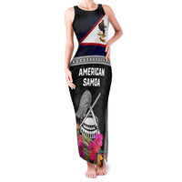 Personalized American Samoa Flag Day Family Matching Tank Maxi Dress and Hawaiian Shirt Tanoa and Fue mix Hibiscus Flower Polynesian Pattern LT03 Mom's Dress Black - Polynesian Pride