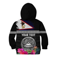 Personalized American Samoa Flag Day Kid Hoodie Tanoa and Fue mix Hibiscus Flower Polynesian Pattern