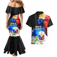 Philippines Independence Day Couples Matching Mermaid Dress and Hawaiian Shirt Philippines Eagle and Sampaguita Jasmine Yakan Tribal LT03 - Polynesian Pride