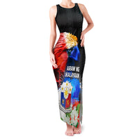Philippines Independence Day Family Matching Tank Maxi Dress and Hawaiian Shirt Philippines Eagle and Sampaguita Jasmine Yakan Tribal LT03 Mom's Dress Black - Polynesian Pride