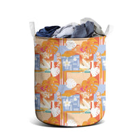 Hawaiian and Japanese Culture Together Laundry Basket Palaka Japanese Art and Tropical Motif Tribal Patchwork