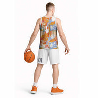 Hawaiian and Japanese Culture Together Basketball Jersey Palaka Japanese Art and Tropical Motif Tribal Patchwork LT03 - Polynesian Pride