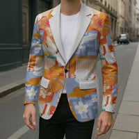 Hawaiian and Japanese Culture Together Blazer Palaka Japanese Art and Tropical Motif Tribal Patchwork