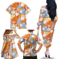 Hawaiian and Japanese Culture Together Family Matching Off The Shoulder Long Sleeve Dress and Hawaiian Shirt Palaka Japanese Art and Tropical Motif Tribal Patchwork LT03 - Polynesian Pride