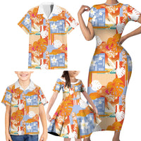 Hawaiian and Japanese Culture Together Family Matching Short Sleeve Bodycon Dress and Hawaiian Shirt Palaka Japanese Art and Tropical Motif Tribal Patchwork LT03 - Polynesian Pride