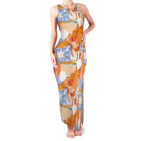 Hawaiian and Japanese Culture Together Family Matching Tank Maxi Dress and Hawaiian Shirt Palaka Japanese Art and Tropical Motif Tribal Patchwork LT03 Mom's Dress Multicolor - Polynesian Pride