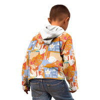Hawaiian and Japanese Culture Together Kid Hoodie Palaka Japanese Art and Tropical Motif Tribal Patchwork LT03 - Polynesian Pride