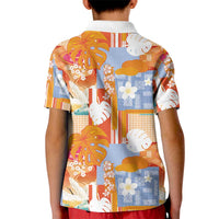 Hawaiian and Japanese Culture Together Kid Polo Shirt Palaka Japanese Art and Tropical Motif Tribal Patchwork LT03 - Polynesian Pride