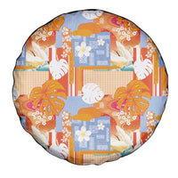 Hawaiian and Japanese Culture Together Spare Tire Cover Palaka Japanese Art and Tropical Motif Tribal Patchwork LT03 - Polynesian Pride