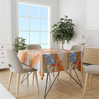 Hawaiian and Japanese Culture Together Tablecloth Palaka Japanese Art and Tropical Motif Tribal Patchwork