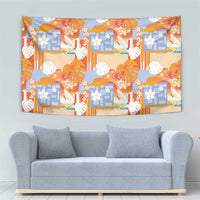 Hawaiian and Japanese Culture Together Tapestry Palaka Japanese Art and Tropical Motif Tribal Patchwork