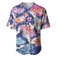 Hawaiian and Japanese Culture Together Baseball Jersey Hawaiian Archipelago Shape Sea Animals