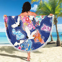 Hawaiian and Japanese Culture Together Beach Blanket Hawaiian Archipelago Shape Sea Animals