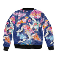 Hawaiian and Japanese Culture Together Bomber Jacket Hawaiian Archipelago Shape Sea Animals